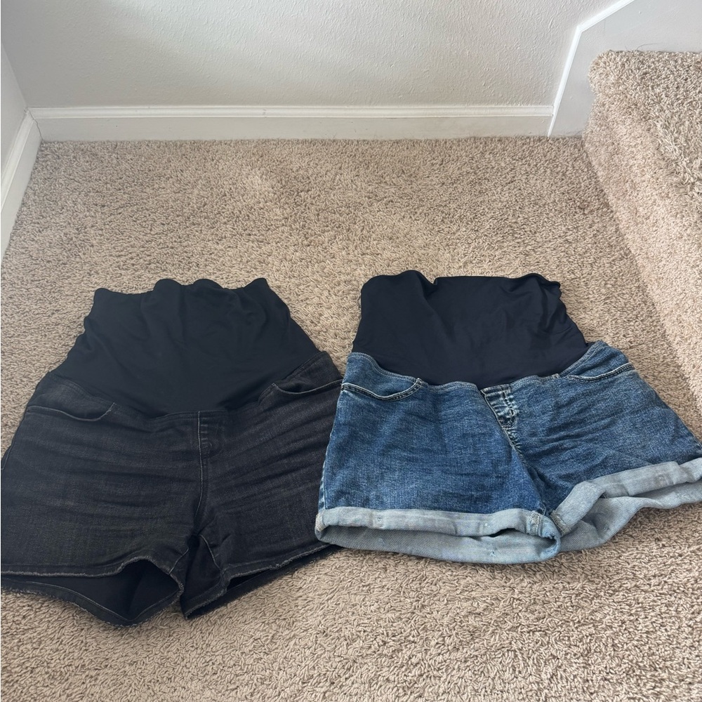2 Pair Denim Maternity Shorts